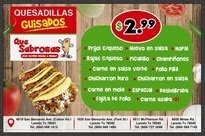 Jun 7, 2023 · The actual menu of the Que Sabrosa