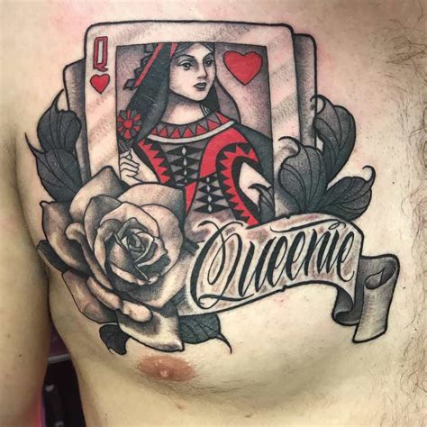 Queen of Hearts Card Tattoo images