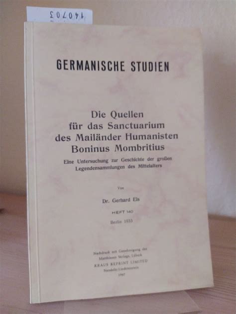 Quellen für das sanctuarium des mailänder humanisten boninus mombritius. - Guía de investigación en game of war.