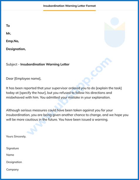 Query Letter Format For Insubordination