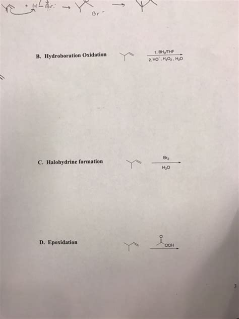 Question: B. Hydroboration Oxidation丫_o.orHjo 1. BHy/THF Br2