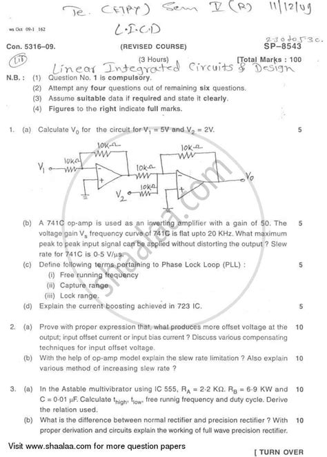Question Integrated Paper Linear Circuit Sample