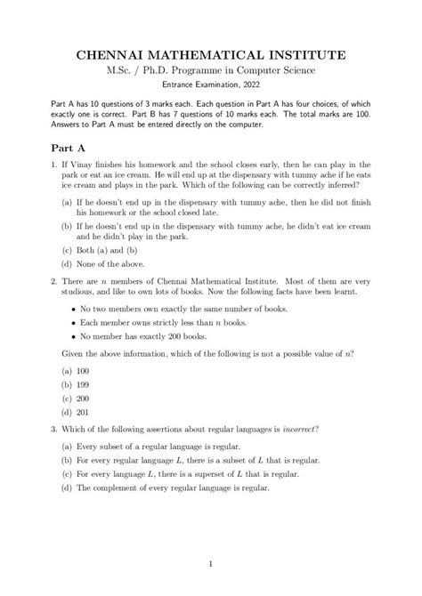 Question Model Computer Entrance Paper Phd Exam Science For