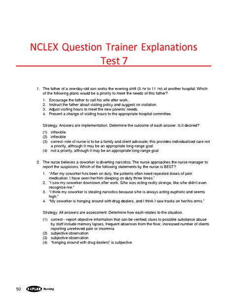 Question Nclex 3 Test Trainer Explanations