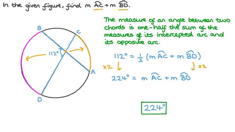 Question Video Finding the Sum of Two Inscribed Arcs between Two