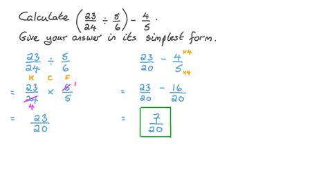 Question Video Simplifying Numerical Expressions by Subtracting and Dividing Fractions or Mixed
