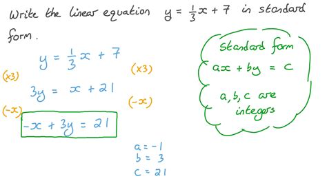 Question Video Writing Linear Equations in Standard Form Nagwa