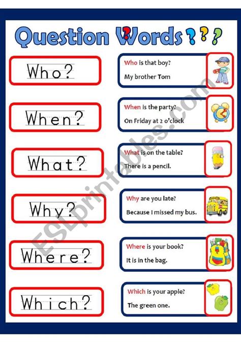 Question Words ESL worksheet by VictoriaLadybug