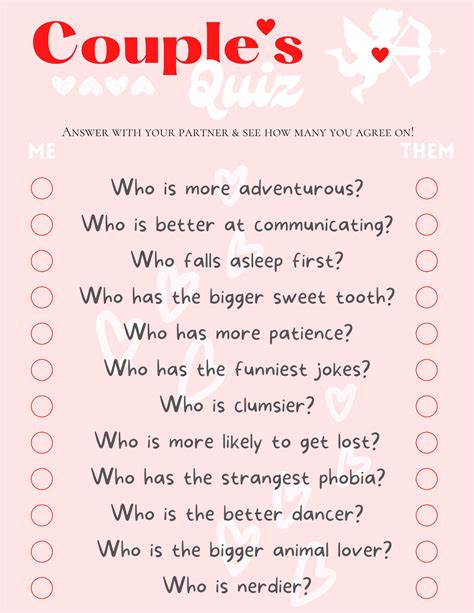 Infographic. Downloadable/Printable List. More Items. Best Fun Questions For Couples. via: Mantelligence. 1. Where would you most like to go on vacation? Why It's a Great Question: Adventure is a great way to enhance romance with your partner. Make sure that you plan a getaway that both of you can enjoy!.