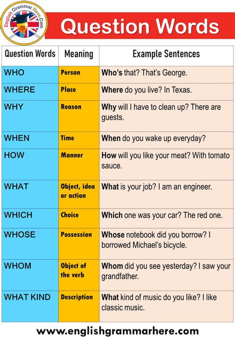 Question sentences in english