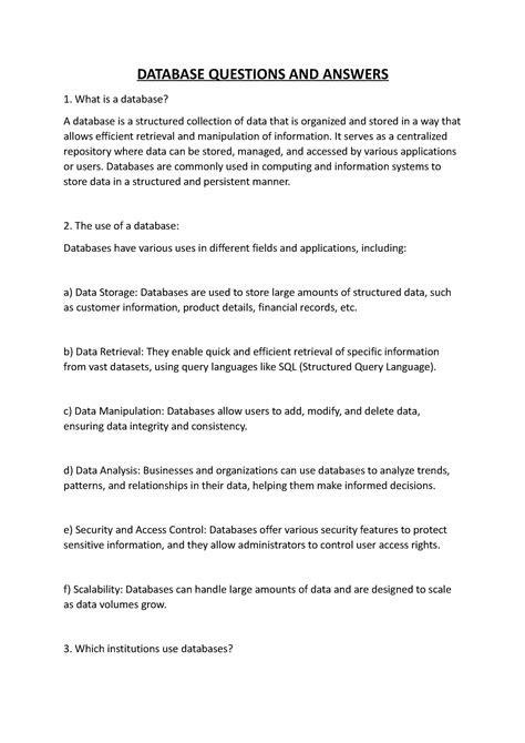 Questions And Answers Database Design