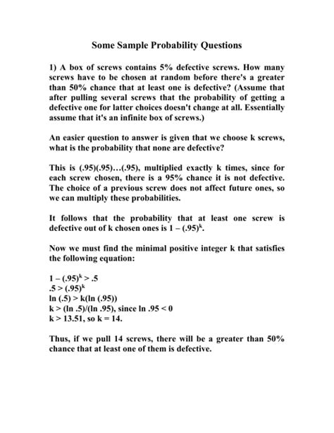 Questions And Solutions On Probability