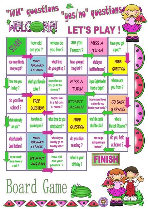 Questions Board Game Printable Board Games Learning Games For Kids Speaking Games