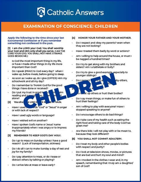 Questions For Examination Of Conscience