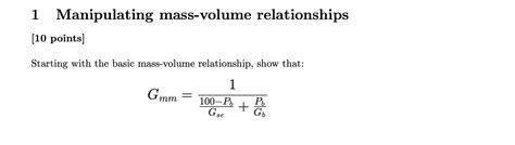 Questions On Mass Volume Relationship