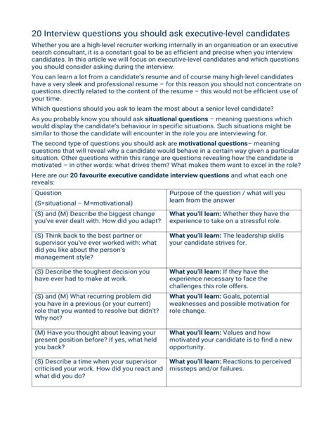 Questions To Ask An Executive Interviewer