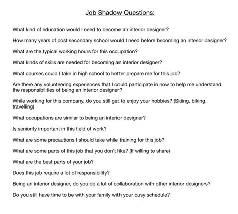 Questions To Ask In A Job Shadow Interview