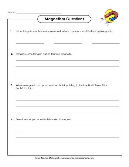 Questions about magnetism.  It's designed to test and reinforce students' un...