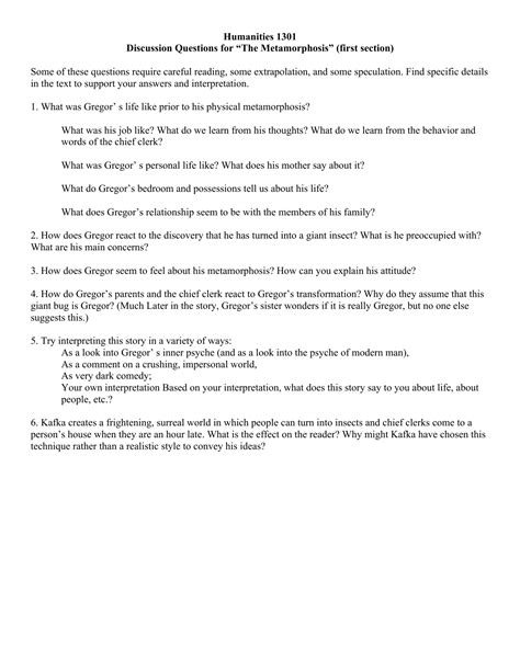 Questions and answers for metamorphosis study guide. - John deere gator tx manuale di riparazione.