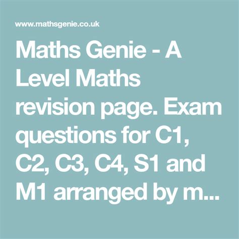 Questions by topic a level maths.  Maths Genie - A Level Maths revisio...