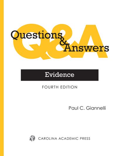 Download Questions  Answers Evidence Fourth Edition By Paul C Giannelli