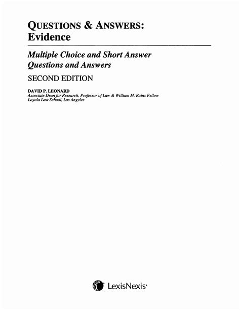 Download Questions  Answers Multiple Choice And Short Answer Questions And Answers By David P Leonard