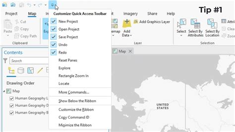 Quick Access Toolbar options—ArcGIS Pro