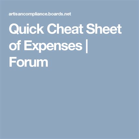 Quick Cheat Sheet of Expenses Forum Cheat sheets, Cheating, Sheet