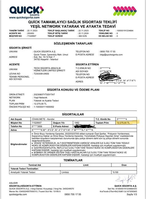 Quick Sigorta Fiyatları.