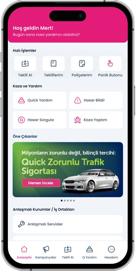 Quick Sigorta Mobil Uygulama. 