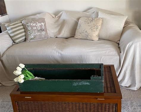 Quick Sofa Refresh Using a Drop Cloth - From Farmhouse to Florida