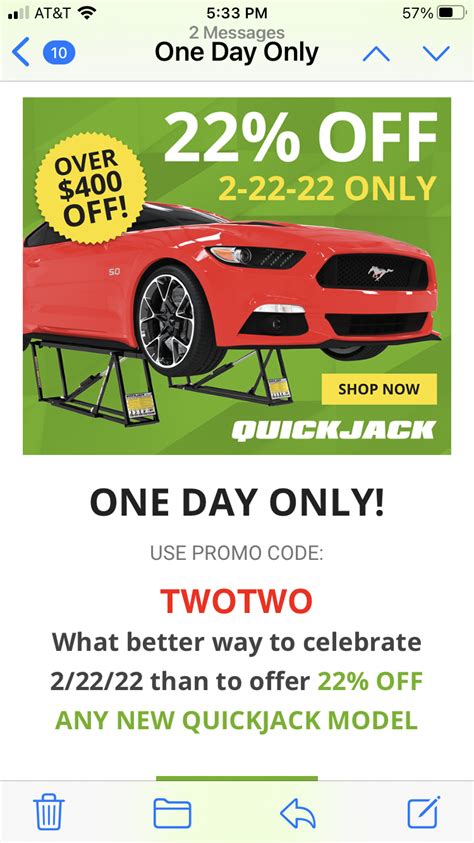 Quickjack promo code. Huge Savings On Quickjack Products With strimoo.com Coupons & Discount Codes in Jul 2023. Search for Coupons | Deals. Home; Automotive; Auto Accessories; Quickjack; quickjack.com. ... Quickjack Coupons & Coupon Codes | July 2023. New Offers 7; Promo Codes 0; Hot Deals 11; Trending. HOT DEAL. 
