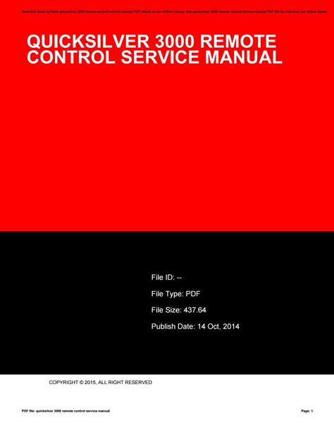Quicksilver 3000 remote control service manual. - Handbook of library administrations 1st edition.