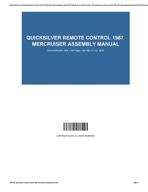 Quicksilver remote control 1987 mercruiser assembly manual. - Inquiry into life sylvia mader 14th.