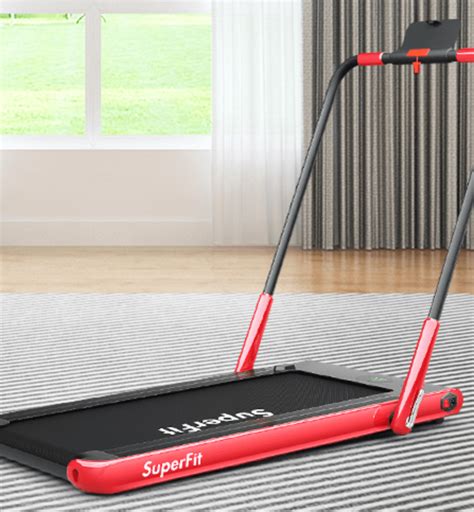 Quiet treadmill. This folding treadmill is powered by a quiet 2.25 HP motor, allowing for speeds up to 10 miles per hour. It features a 50-inch belt, three incline levels, and 250-pound maximum weight capacity. 