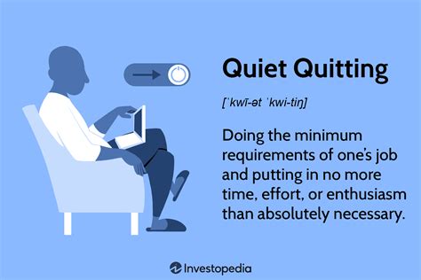 Quietly quitting. Sep 23, 2022 · Many people are now realizing there is a name for what they have been doing, perhaps subconsciously: "quietly quitting." It means you only do the minimum requirement for the job and no more. 