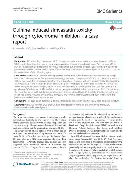 Quinine induced simvastatin toxicity through cytochrome …