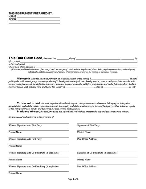 Quit Claim Deed Form Deed Forms Deed Forms