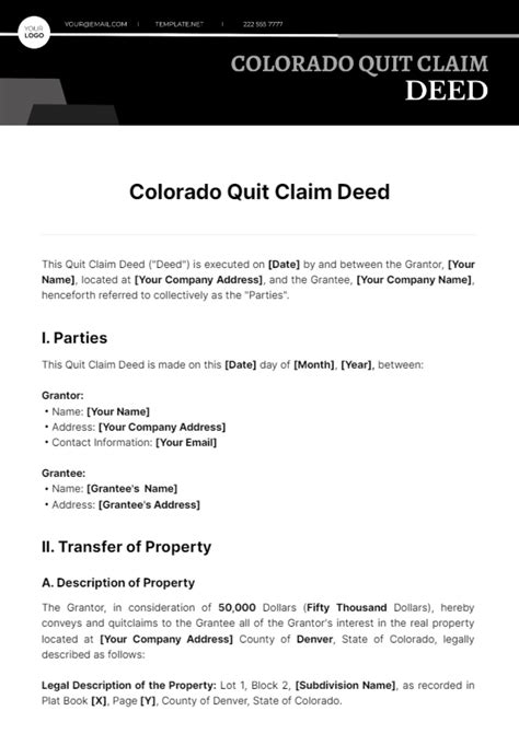 Quit Claim Deed Form Denver Colorado Form Resume Examples vq1PylrKkR