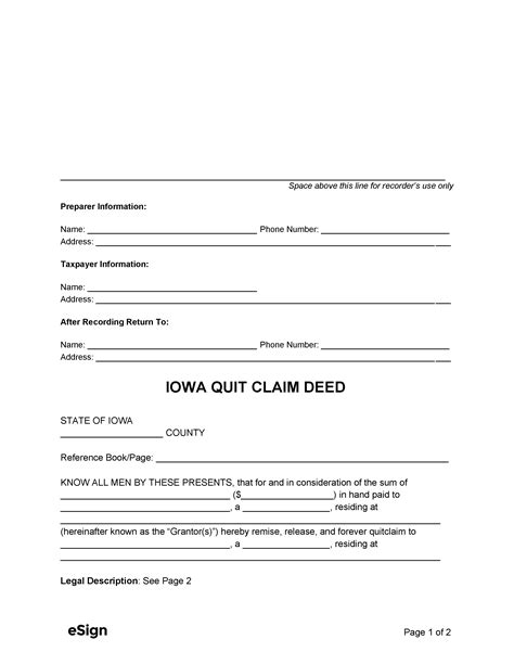 Quit Claim Deed Form Iowa Pdf