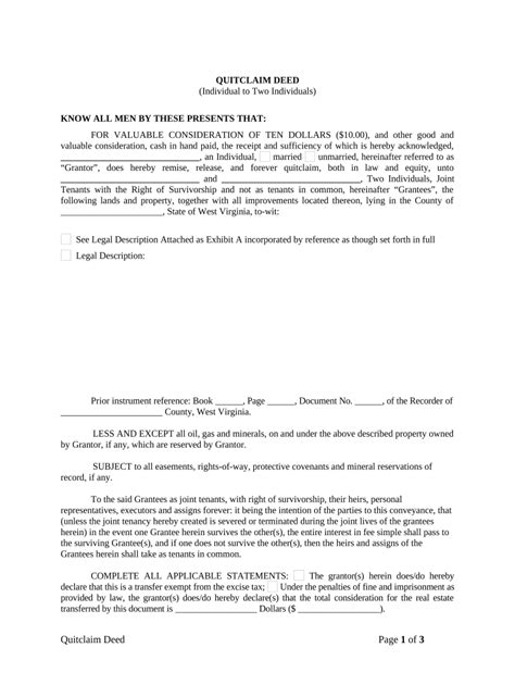 Quitclaim Deed from Individual to Two Individuals in Joint