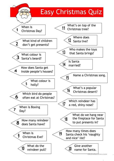 Quiz Easy Xmas Quiz English Esl Worksheets For Distance Learning And Physical Classrooms
