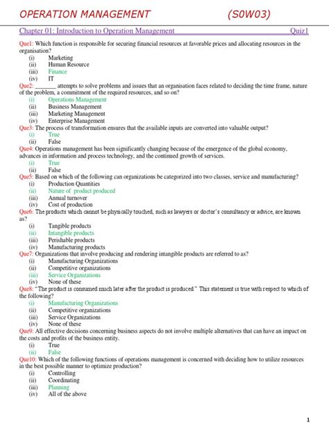 Quiz On Visual Tom Operation Management
