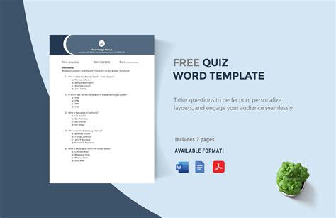 Quiz in Word FREE Template Download