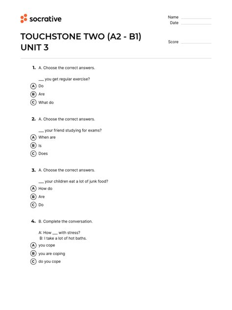 Quiz_TOUCHSTONE TWO (A2 - B1) UNIT 3 PDF - Scribd