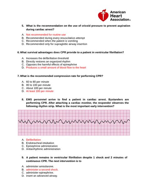 Quizlet acls final exam. 1. Request laboratory studies to assist in evaluating perfusion status. 2. Obtain a 12-lead ECG. 3. Administer supplemental oxygen at a rate of 10-15 liters/min. 4. Support ventilations at a rate of 10 to 12 breaths/min to lower the end-tidal carbon dioxide (ETCO2) level to 35-40 mmHg. Mr. Hernandez remains unresponsive to verbal commands. 