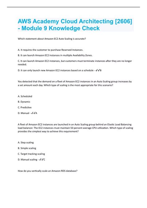 Quizlet aws module 9.  Tradeoffs AWS Academy Cloud Architecting [2606] - Module 9 K AWS Aca...