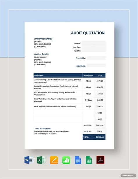 Quotation for statutory audit.  Create quotations for your audit services easily.  ...