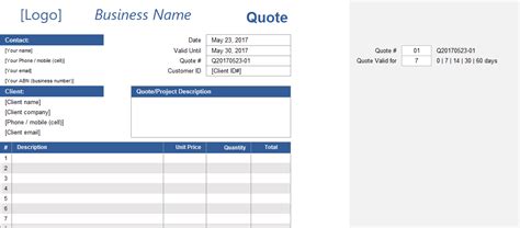 Quote [spreadsheet template] ExcelSuperSite Excel spreadsheets