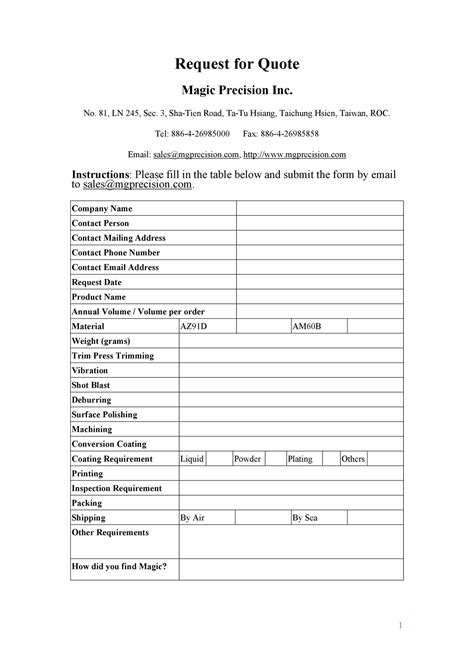 Quote Request form Template Best Of Request for Quote Template Excel